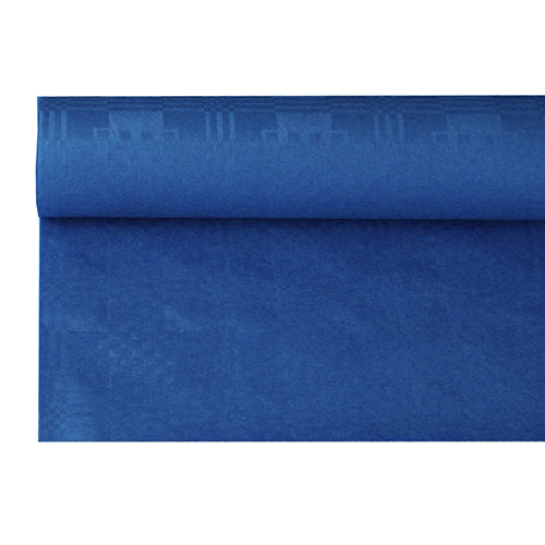 Papstar 12x Papiertischtuch mit Damastprägung 6 m x 1,2 m dunkelblau