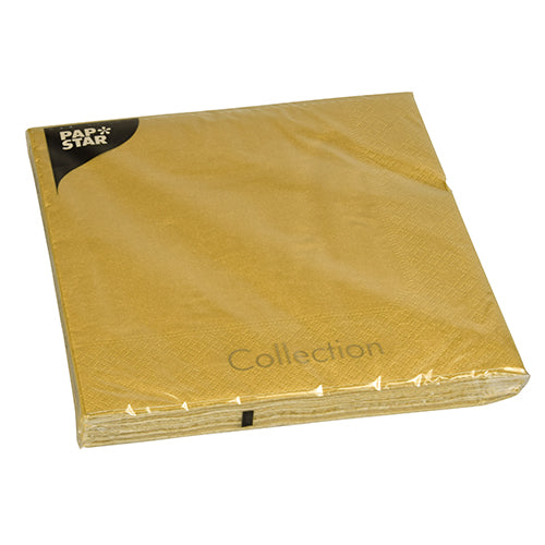 Papstar 300 Servietten, 3-lagig 1/4-Falz 40 cm x 40 cm gold