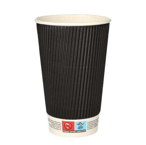 Papstar 20x 25 Trinkbecher, Pappe "To Go" 0,4 l Ø 9 cm · 13,7 cm Ripple Wall