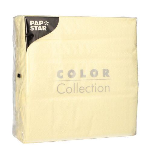 Papstar 12x 100 Servietten, 1-lagig 1/4-Falz 33 cm x 33 cm creme
