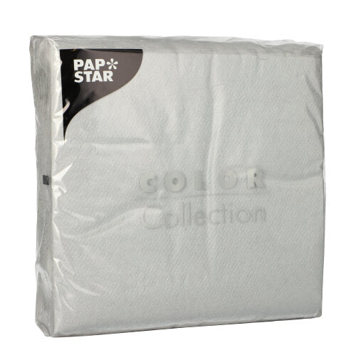 Papstar 12x 100 Servietten, 1-lagig 1/4-Falz 33 cm x 33 cm hellgrau