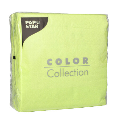 Papstar 12x 100 Servietten, 1-lagig 1/4-Falz 33 cm x 33 cm limonengrün