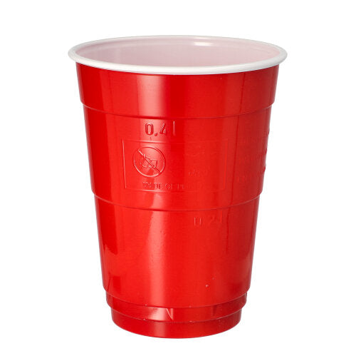 Papstar 160x Bierbecher, Polystyrol, Rot und Weiß, Inhalt: 400ml, Durchmesser: 9,5cm, Höhe: 12cm