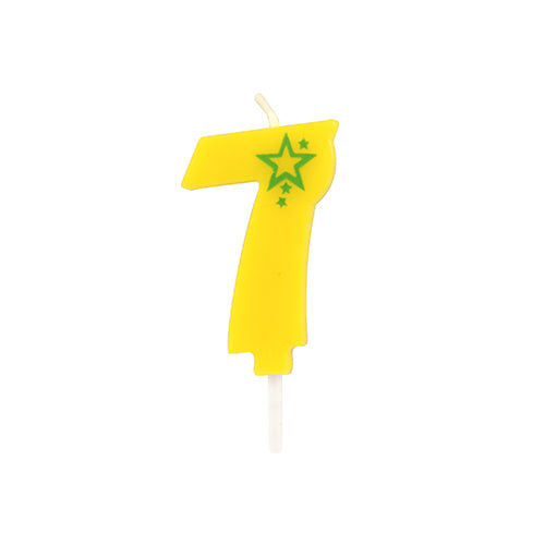 Papstar 15x Zahlenkerze, Mini 6,8 cm gelb "7"
