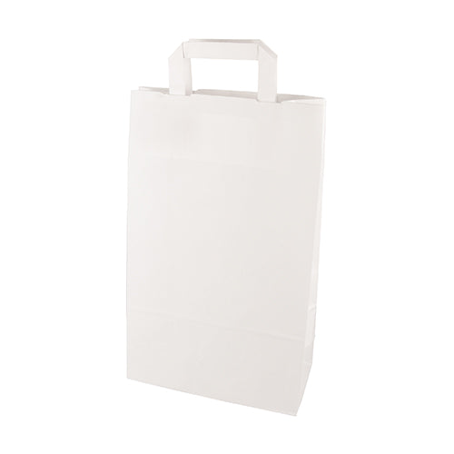 Papstar 8x 50 Tragetaschen, Papier 36 cm x 22 cm x 10 cm weiss mit Tragegriff