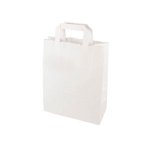 Papstar 8x 50 Tragetaschen, Papier 28 cm x 22 cm x 10 cm weiss mit Tragegriff
