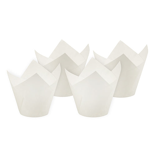 Papstar 8x 200 Backförmchen Ø 5 cm · 8,5 cm weiss "Tulip"