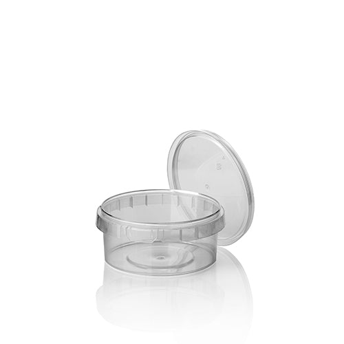 Papstar 12x 36 Feinkostbecher, PP 240 ml Ø 9,5 cm · 5,6 cm transparent mit Originalitätsverschluss