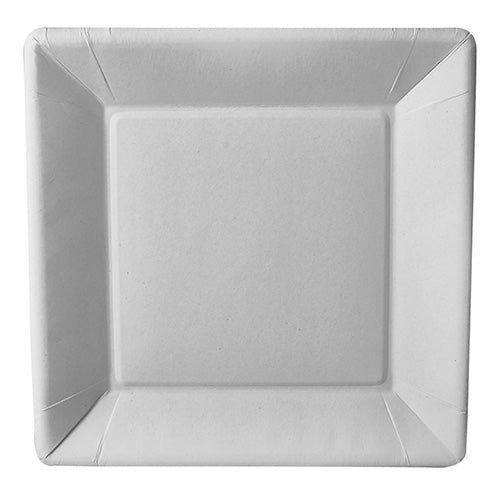 Papstar 10x 50 Teller, Pappe "pure" eckig 22,5 cm x 22,5 cm x 1,8 cm weiss