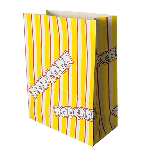 Papstar 500x Popcorn Tüten, Pergament-Ersatz, Schriftzug: Popcorn, Inhalt: 4,5L, 24,5x19x9,5cm
