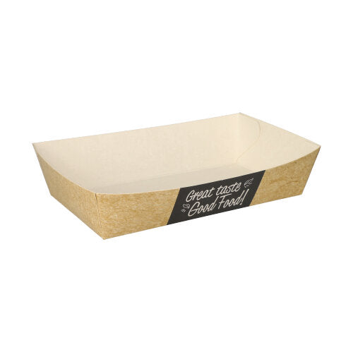 Papstar 10x 50 Pommes-Frites-Trays, FSC, Braun, Serie: Pure, "Good Food", 3,8x8,5x15,5cm