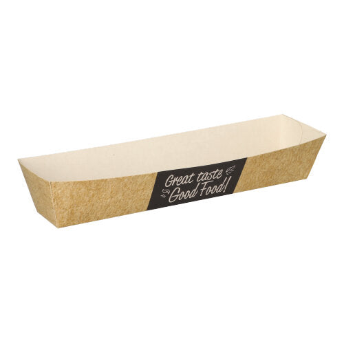 Papstar 14x 50 Snacktrays, Pappe "pure" 3,5 cm x 3,3 cm x 18,5 cm "Good Food"