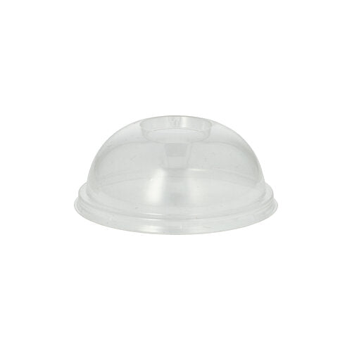 Papstar 20x 100 Dom-Deckel, PLA "pure" rund Ø 9,5 cm · 4,5 cm glasklar mit Lochung