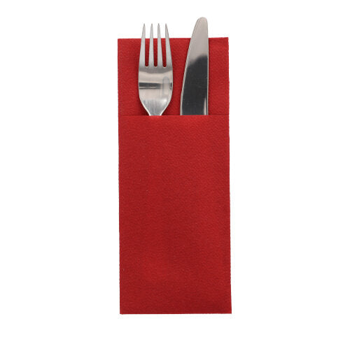 Papstar 1x 480 Bestecktaschen, Airlaid 40 cm x 33 cm bordeaux mit Besteckfalz