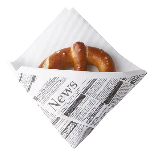 Papstar 20x 50 Snackservietten, stoffähnlich, Airlaid 1/4-Falz 32,5 cm x 30,5 cm weiss "Newsprint"