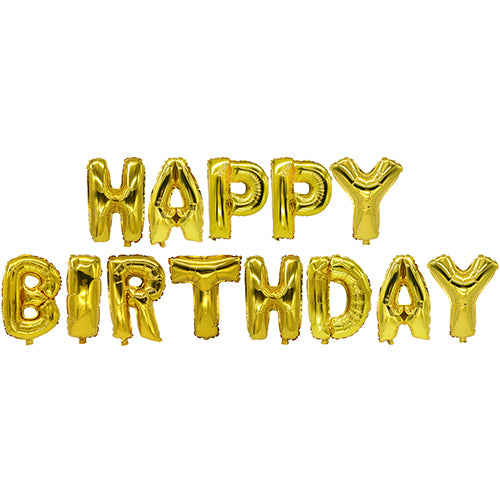 Papstar 12x Folienluftballon-Set gold "Happy Birthday"