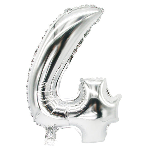Papstar 24x Folienluftballon 35 cm x 20 cm silber "4"