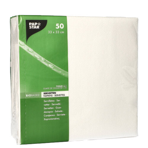 Papstar 300 Servietten, 2-lagig 1/4-Falz 33 cm x 33 cm weiss