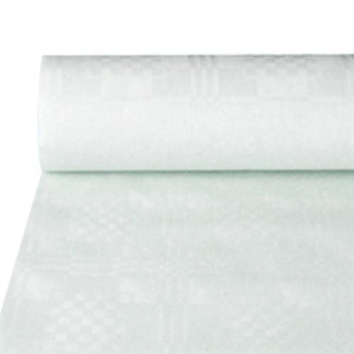 Papstar 1x Papiertischtuch mit Damastprägung 50 m x 1 m weiss