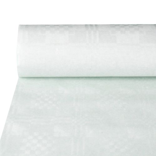 Papstar 1x Papiertischtuch mit Damastprägung 50 m x 1,2 m weiss
