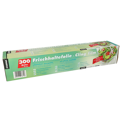 Papstar 6x Frischhaltefolie (in Faltschachtel), LDPE-Folie, Transparent, Länge: 300m, Breite: 45cm