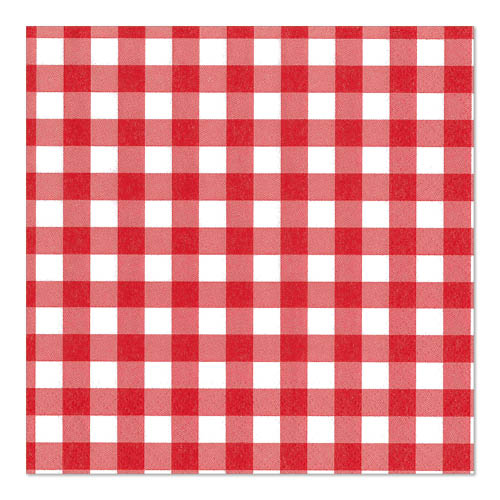 Papstar 600 Servietten, 3-lagig 1/4-Falz 33 cm x 33 cm rot "Vichy Karo"