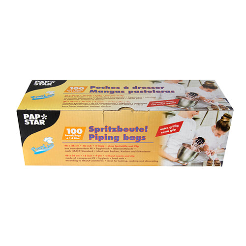 Papstar 10x 100 Spritzbeutel 1,8 l 46 cm x 26 cm transparent griffig