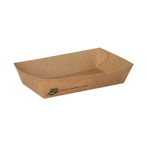 Papstar 6x 80 Snacktrays, Pappe "pure" 3,5 cm x 8,5 cm x 15,5 cm braun "100% Fair" groß