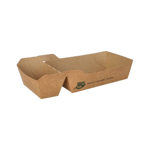 Papstar 12x 80 Pommes-Frites-Trays (Mittel), Pappe, Braun, Serie: Pure, 2-geteilt, 3,5x7x12cm