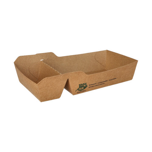 Papstar 7x 80 Pommes-Frites-Trays (Extra Groß), Pappe, Braun, Serie: Pure, 2-geteilt, 3,8x8,5x15,5cm