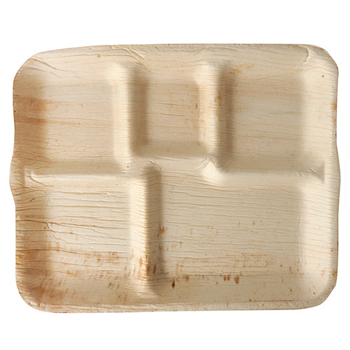 Papstar 6x 6 Teller, Palmblatt "pure" 5-geteilt 27 cm x 21,5 cm x 2 cm