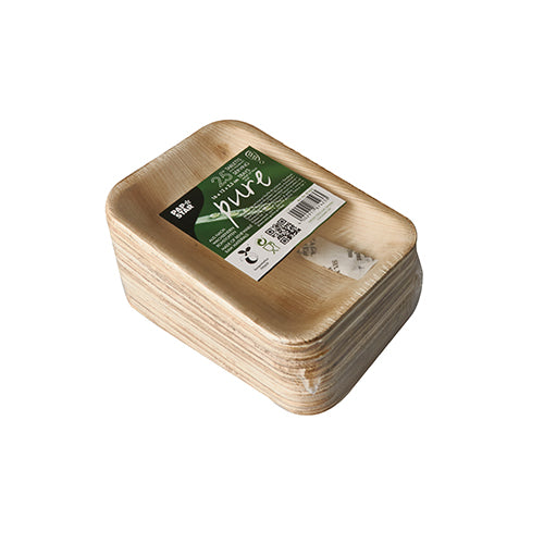 Papstar 100x Tabletts, Palmblatt, Natur, Serie: Pure, 16x12x2,5cm