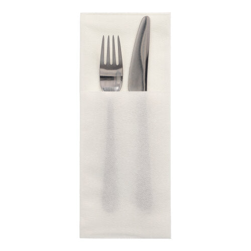 Papstar 4x 100 Bestecktaschen, Airlaid 40 cm x 48 cm weiss mit Besteckfalz