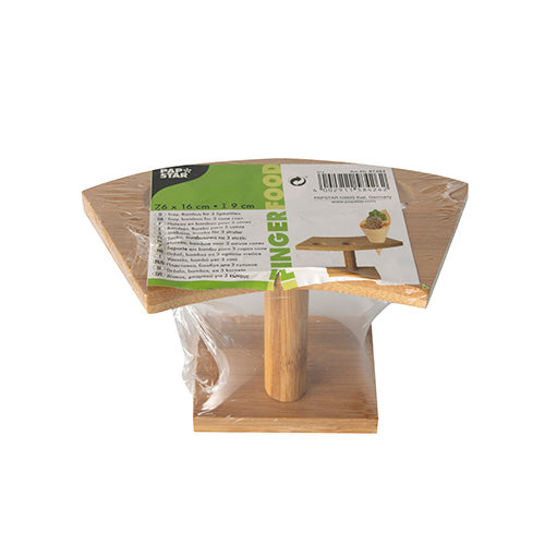 Papstar 6 Trays (Für 3 Holz-Spritztüten), Bambus, Serie: PURE, 9x16x7,6cm