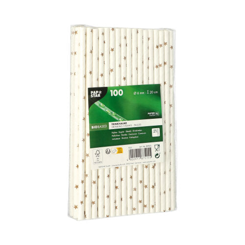 Papstar 1.000x Trinkhalme "Stern", Papier, Durchmesser: 6nn, Länge: 20cm