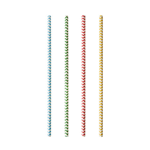 Papstar 10x 100 Trinkhalme, Papier Ø 6 mm · 20 cm farbig sortiert "Zig-Zag"