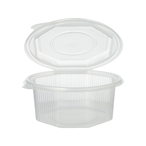 Papstar 300 Verpackungsbecher mit Klappdeckeln, PP, Transparent, 8-Eckig, Inhalt: 750ml, 6,1x13x13cm