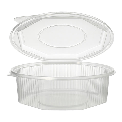 Papstar 4x 25 Verpackungsbecher mit Klappdeckeln, PP 8-eckig 1,5 l 5,9 cm x 18 cm x 18 cm transparent