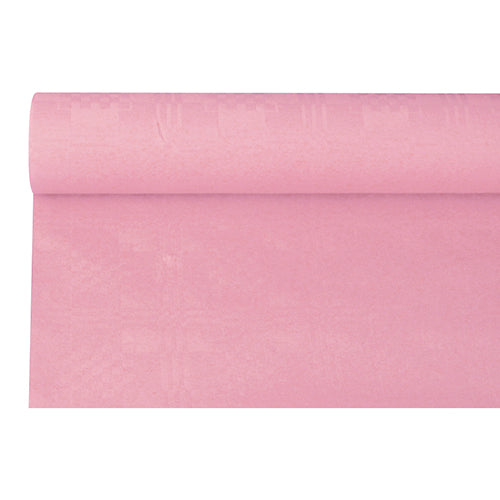 Papstar 12x Papiertischtuch mit Damastprägung 6 m x 1,2 m hellrosa