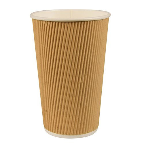 Papstar 200x Trinkbecher "Ripple Wall", Pappe, Braun, Inhalt: 400ml, Durchmesser: 9cm, Höhe: 13,7cm