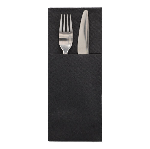 Papstar 4x 100 Bestecktaschen, Airlaid 40 cm x 48 cm schwarz "Premium" mit Besteckfalz