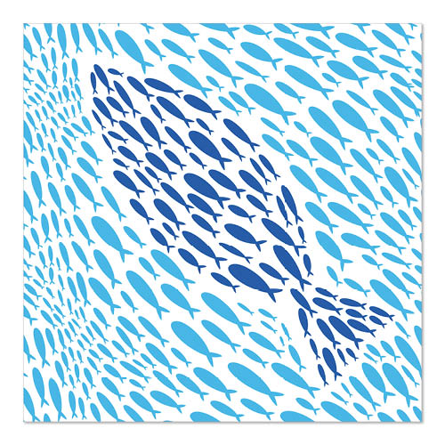 Papstar 10x 20 Servietten, 3-lagig 1/4-Falz 33 cm x 33 cm "Banc de Poissons"