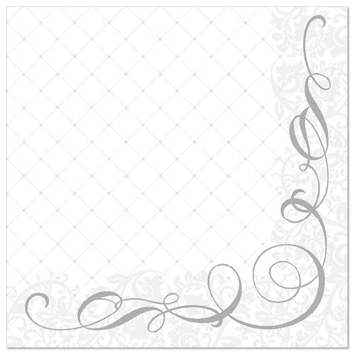 Papstar 250 Servietten "ROYAL Collection" 1/4-Falz 40 cm x 40 cm silber "Megan"