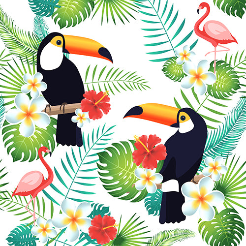 Papstar 10x 20 Servietten, 3-lagig 1/4-Falz 40 cm x 40 cm "Toucan"