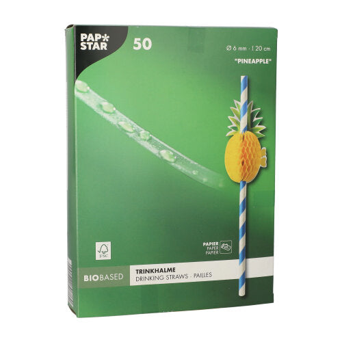 Papstar 500x Trinkhalme "Ananas", Papier, Bunt, Durchmesser: 6mm, Länge: 20cm