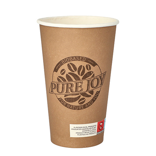 Papstar 20x 50 Trinkbecher, Pappe 0,4 l Ø 9 cm · 13,9 cm braun "Pure Joy"