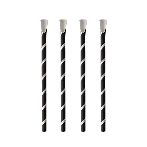 Papstar 800Trinkhalme mit Löffel "Stripes", Papier, schwarz/weiß, Abmessungen: Ø 8mm · 20cm