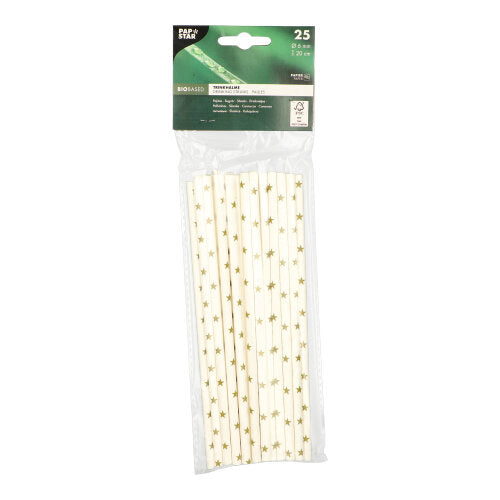 Papstar 500x Trinkhalme "Sterne", Papier, Durchmesser: 6mm, Länge: 20cm