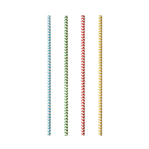 Papstar 20x 25 Trinkhalme, Papier Ø 6 mm · 20 cm farbig sortiert "Zig-Zag"