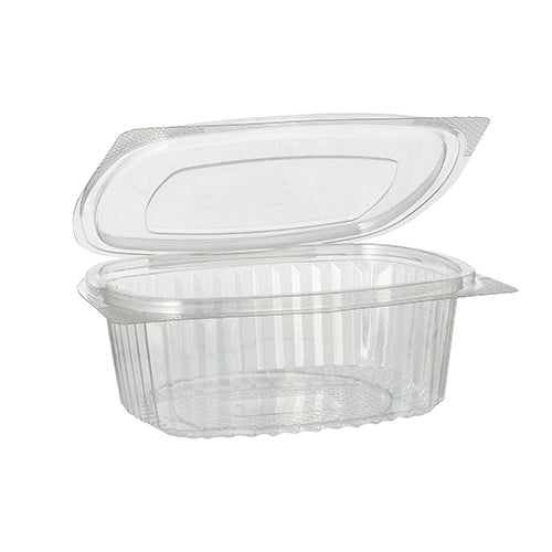 Papstar 9x 50 Feinkost- und Salatschalen mit Klappdeckel, R-PET oval 500 ml 5,5 cm x 12,4 cm x 15 cm klar